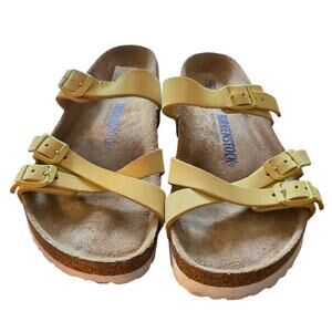 Birkenstock Women's US Size 6 EU 37 Franca Yellow Nubuck Sandals Soft Footbed